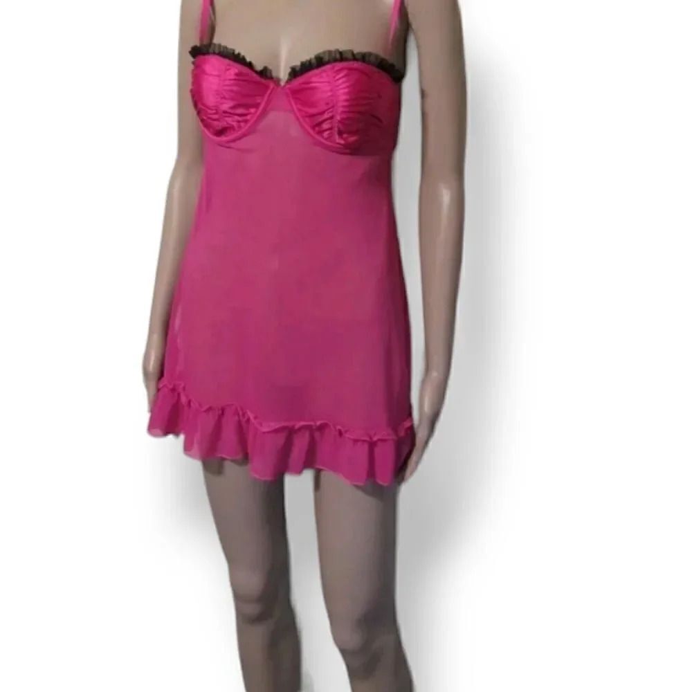 NEW Vintage Flora Follies 2PC Balconette Babydoll Chemise Nightie & Thong Size L - Picture 2 of 13